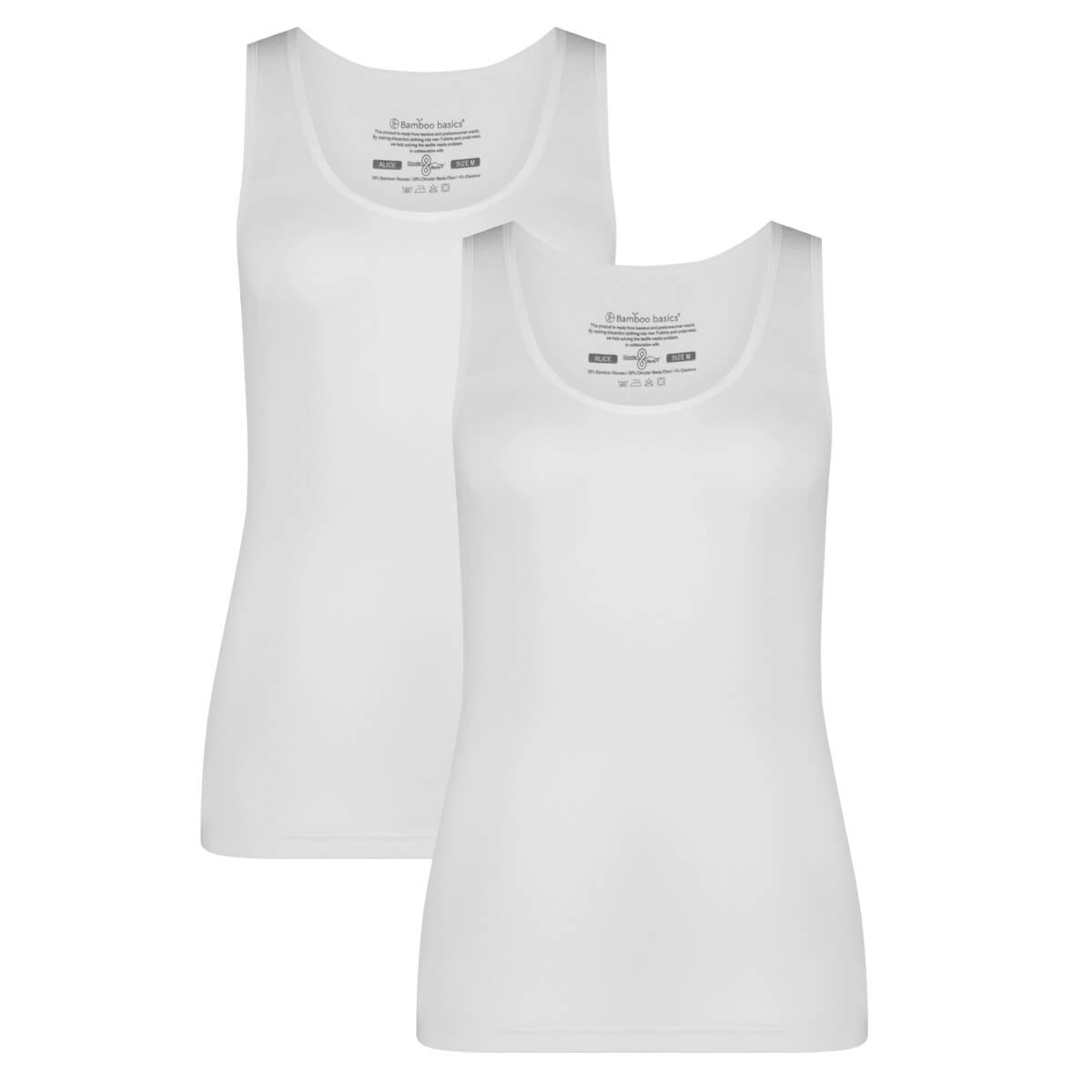 Bamboo Basics Singlets Alice  - Wit - pack shot
