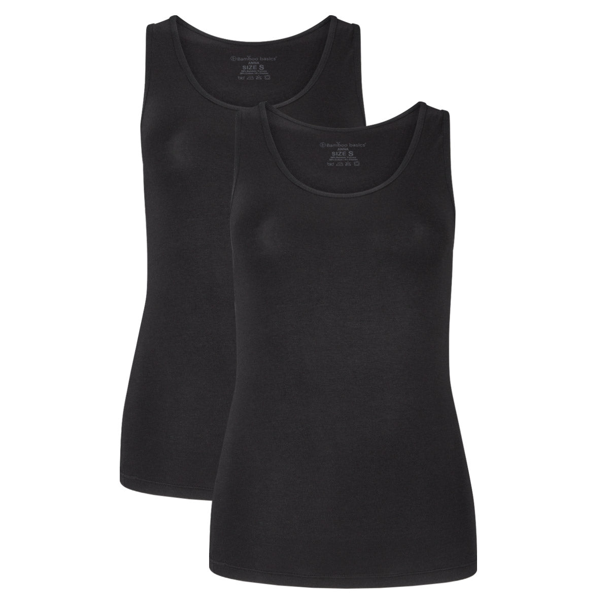 Bamboo Basics Long Fit Singlets Anna  - Zwart - pack shot