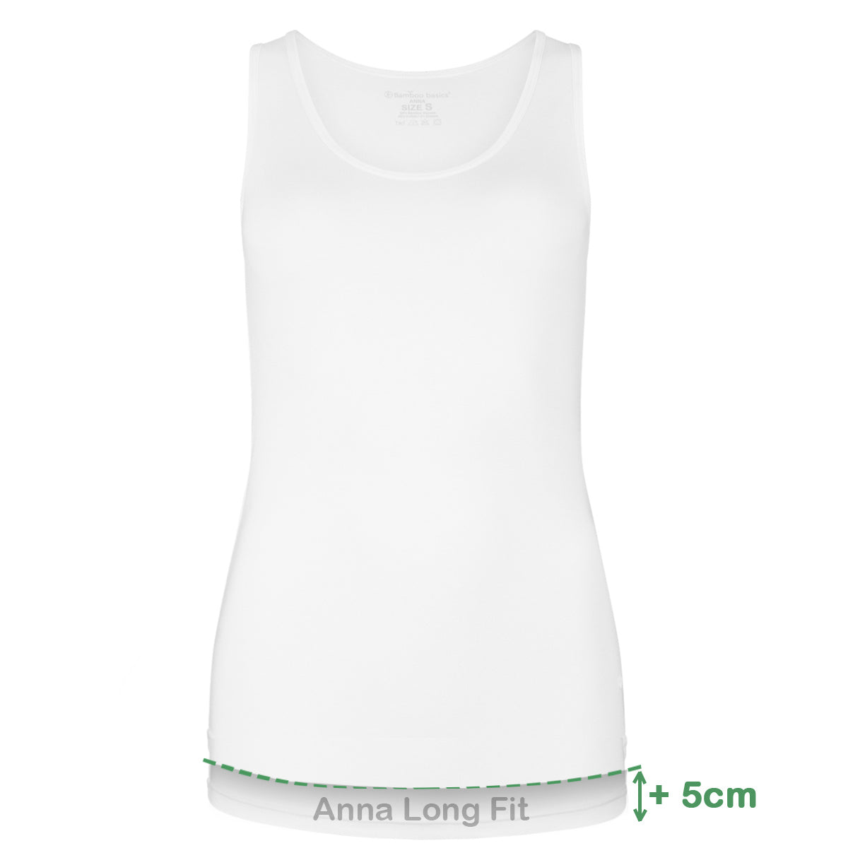 Bamboo Basics Long Fit Singlets Anna  - Wit - pack shot