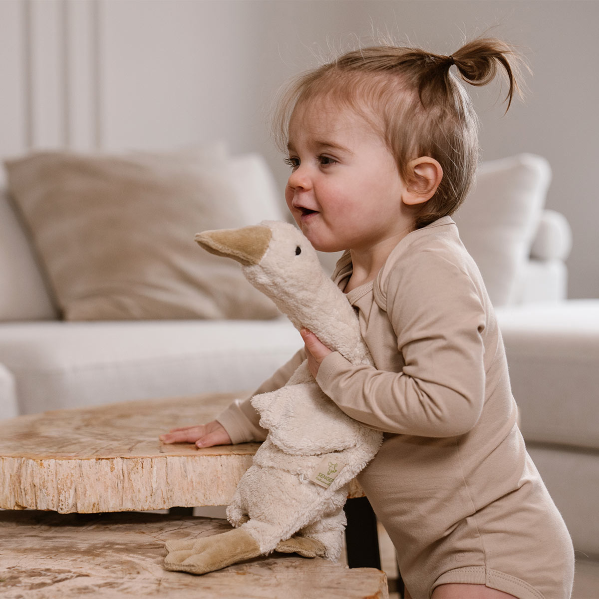 Bamboo Basics - Romper BOBBY lange mouw  - Off White, Beige & Roze