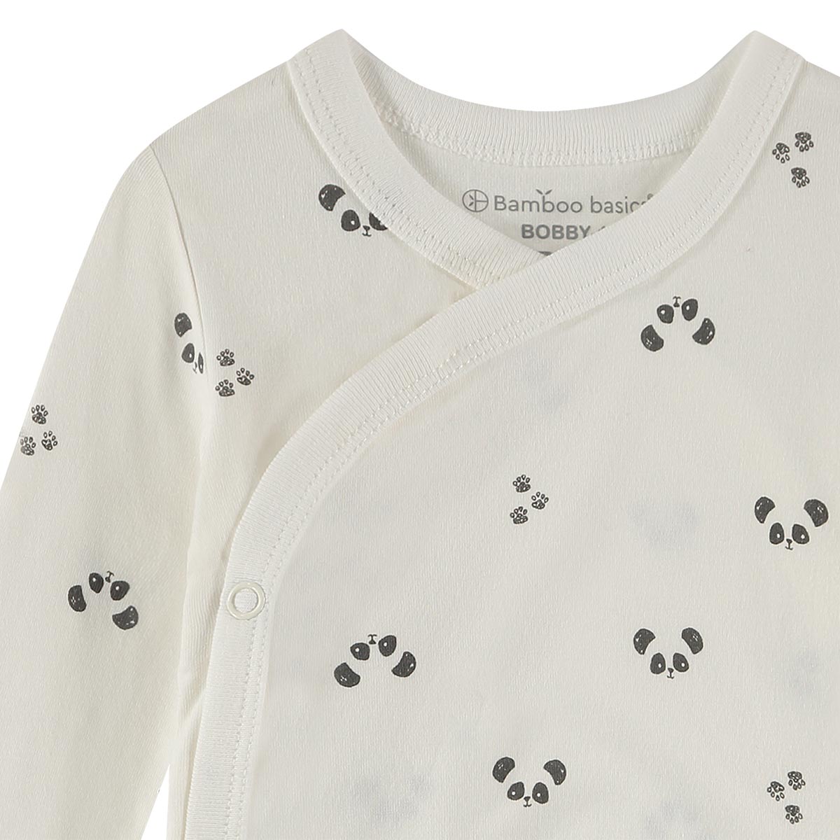 Bamboo Basics - Overslagromper lange mouw BOBBY  - Off White, Off White & Print
