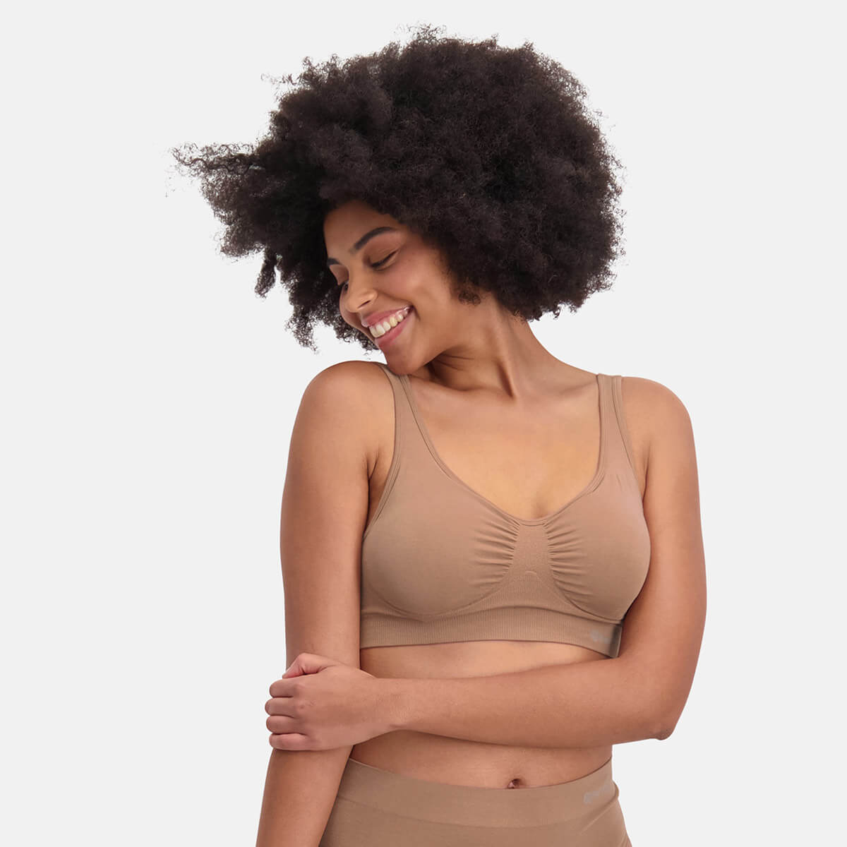 Bamboo Basics - Seamless Padded Bra Fleur - Tan