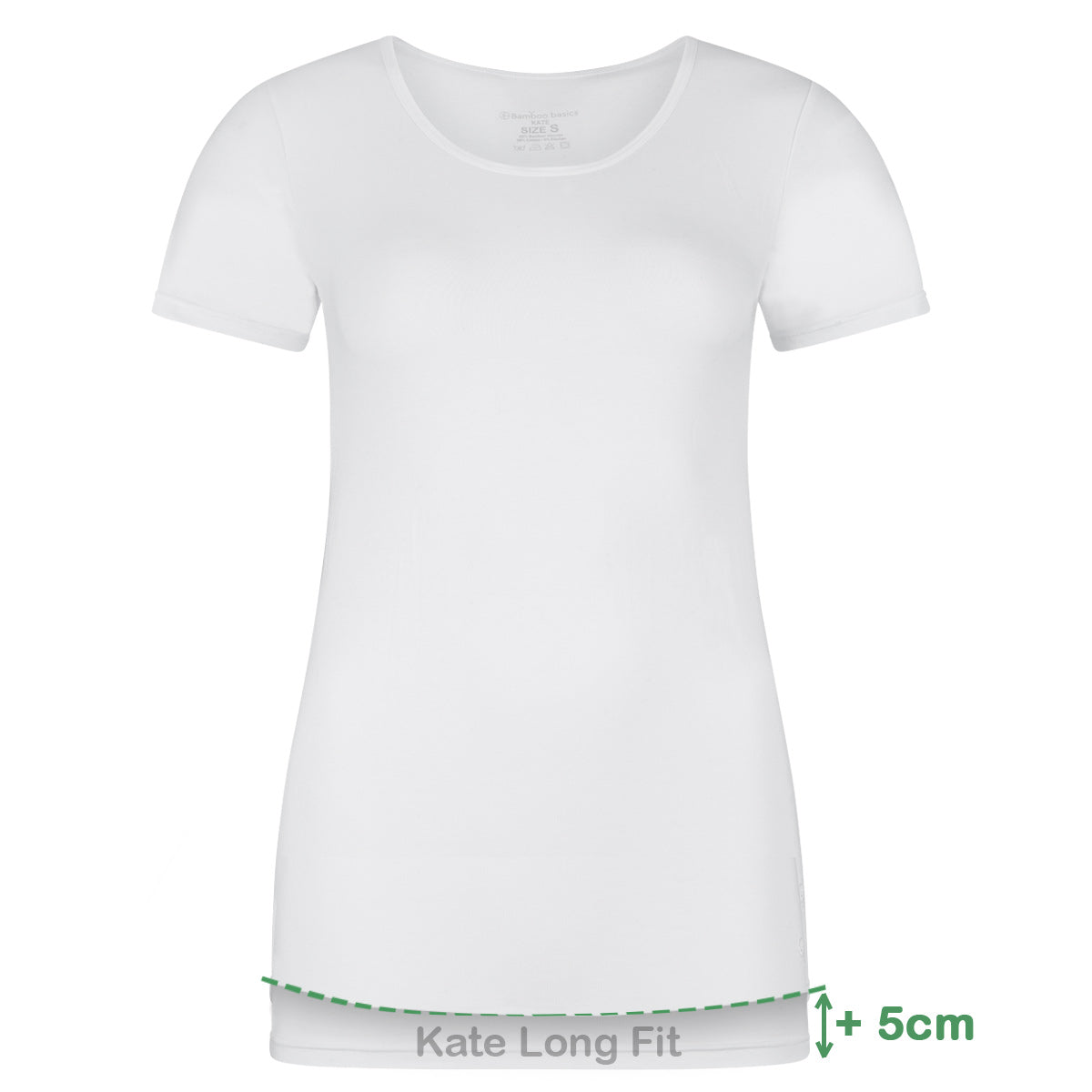 Bamboo Basics Long Fit T-shirts Kate  - Wit - pack shot