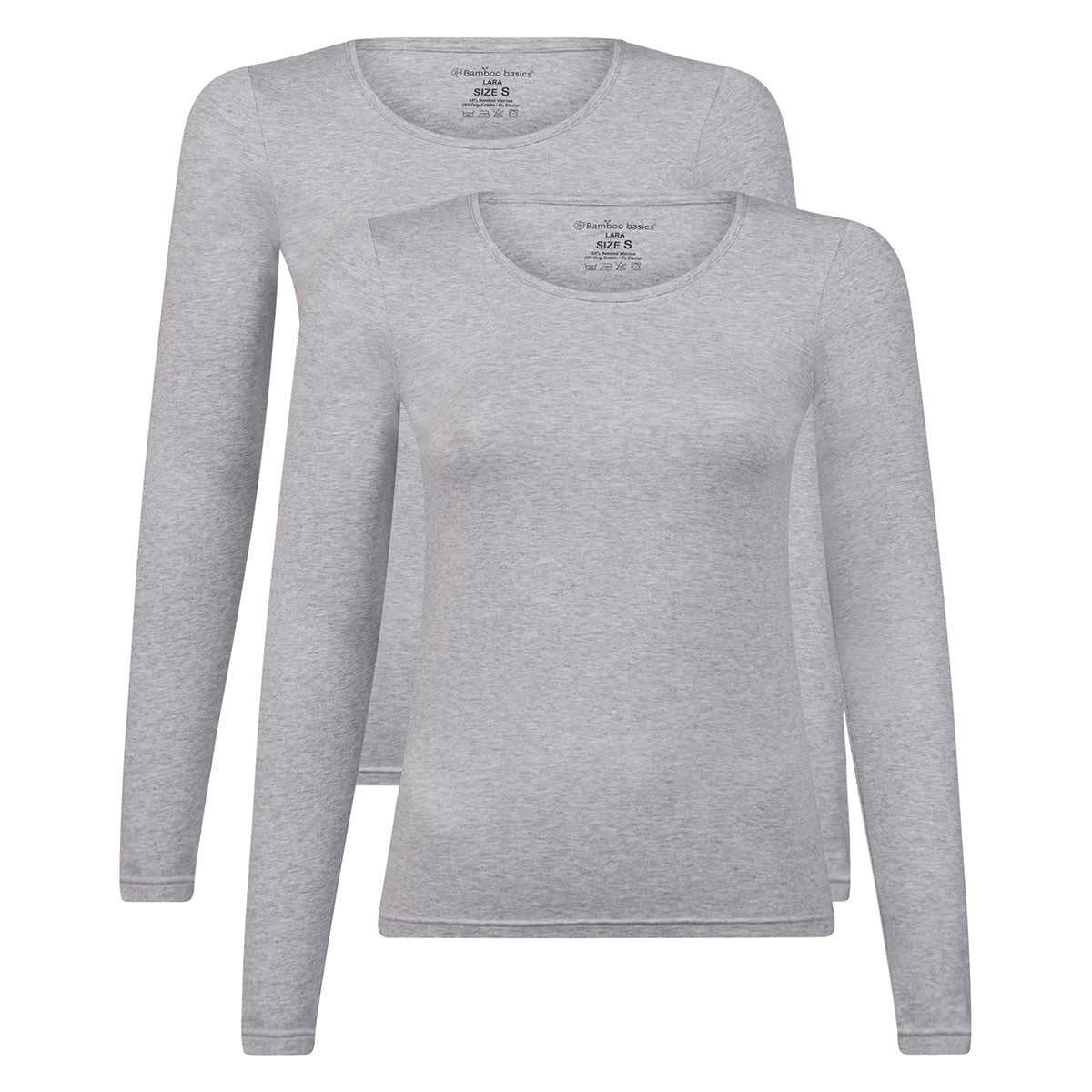 Bamboo Basics T-shirts lange mouw Lara  - Light Grey Melange - pack shot
