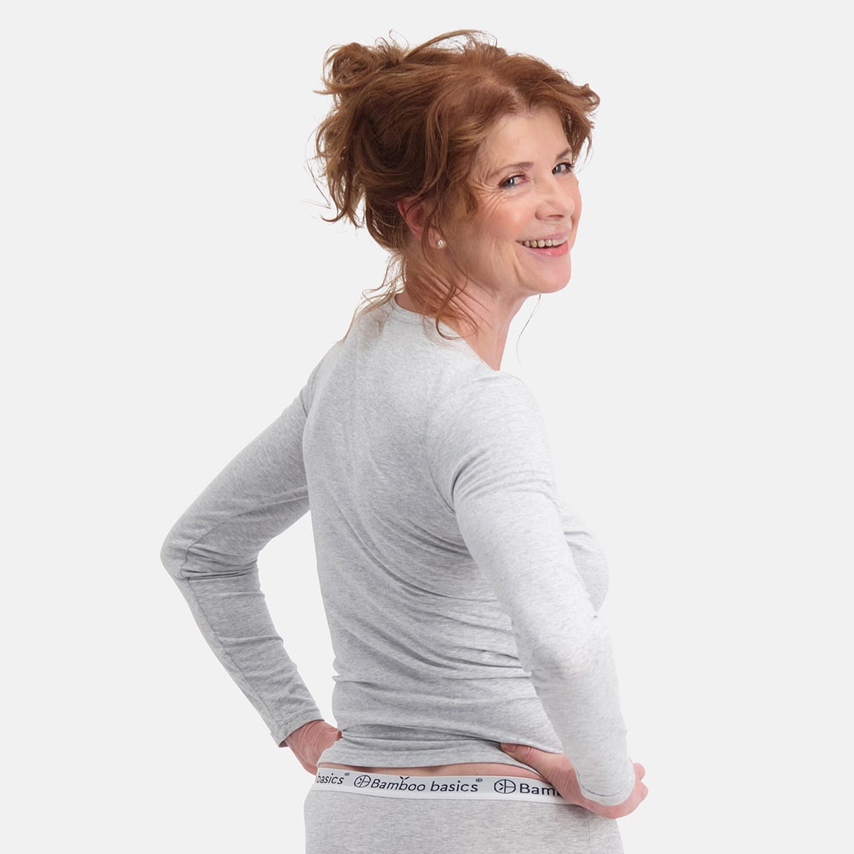 Bamboo Basics - T-shirts lange mouw Lara  - Light Grey Melange