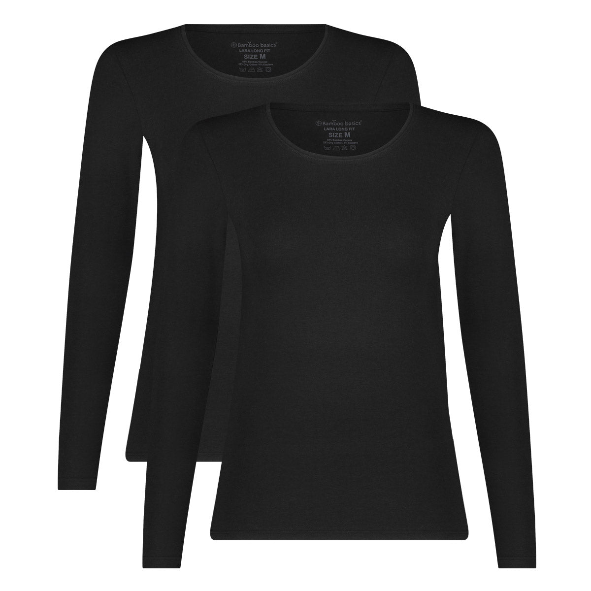 Bamboo Basics Long Fit T-shirts lange mouw Lara  - Zwart - pack shot