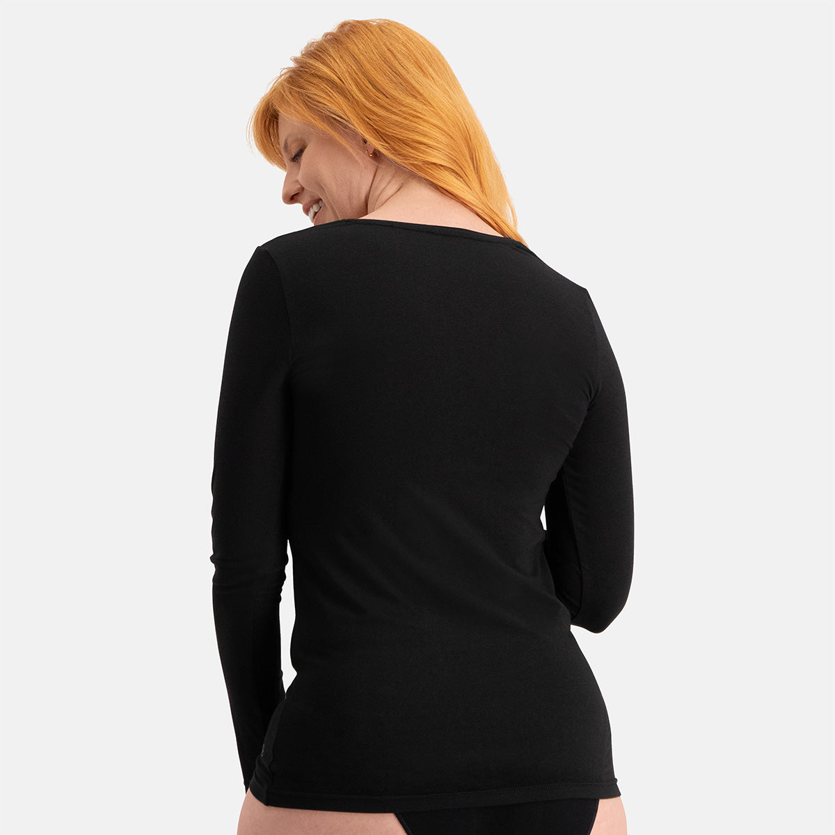 Bamboo Basics - Long Fit T-shirts lange mouw Lara  - Zwart