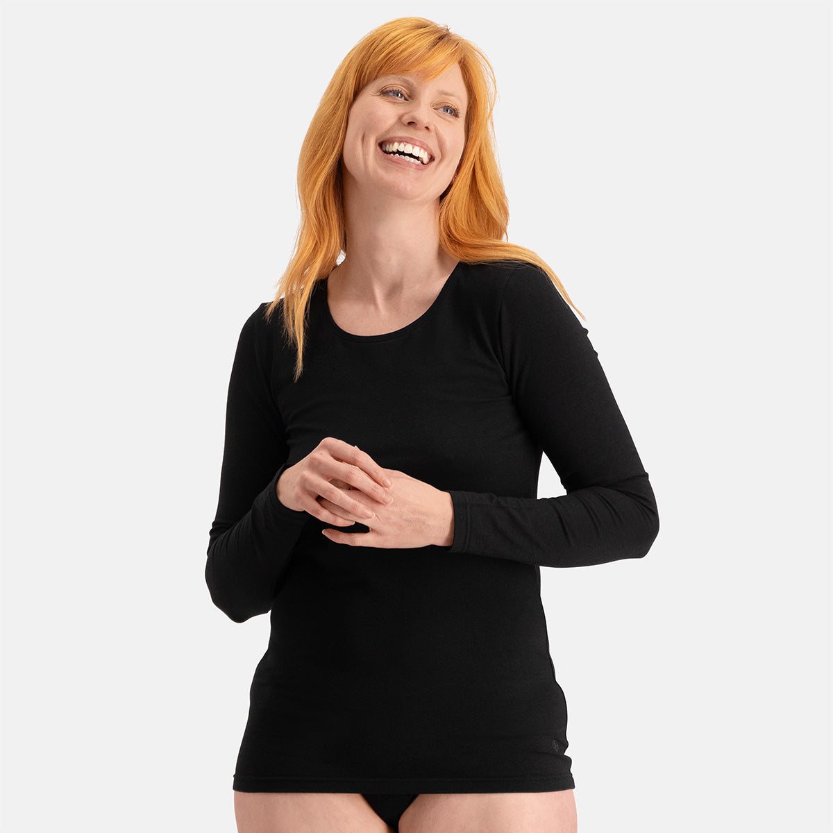 Bamboo Basics - Long Fit T-shirts lange mouw Lara  - Zwart
