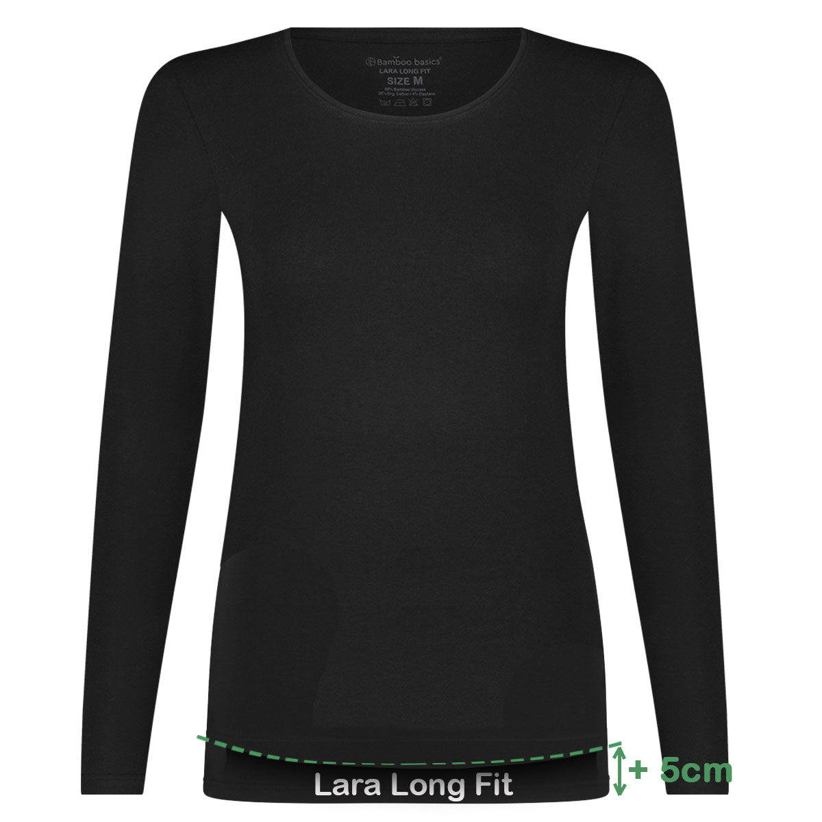 Bamboo Basics Long Fit T-shirts lange mouw Lara  - Zwart - pack shot