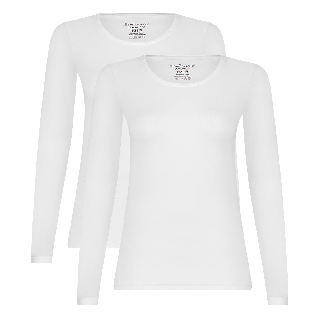 Bamboo Basics Long Fit T-shirts lange mouw Lara  - Wit - pack shot
