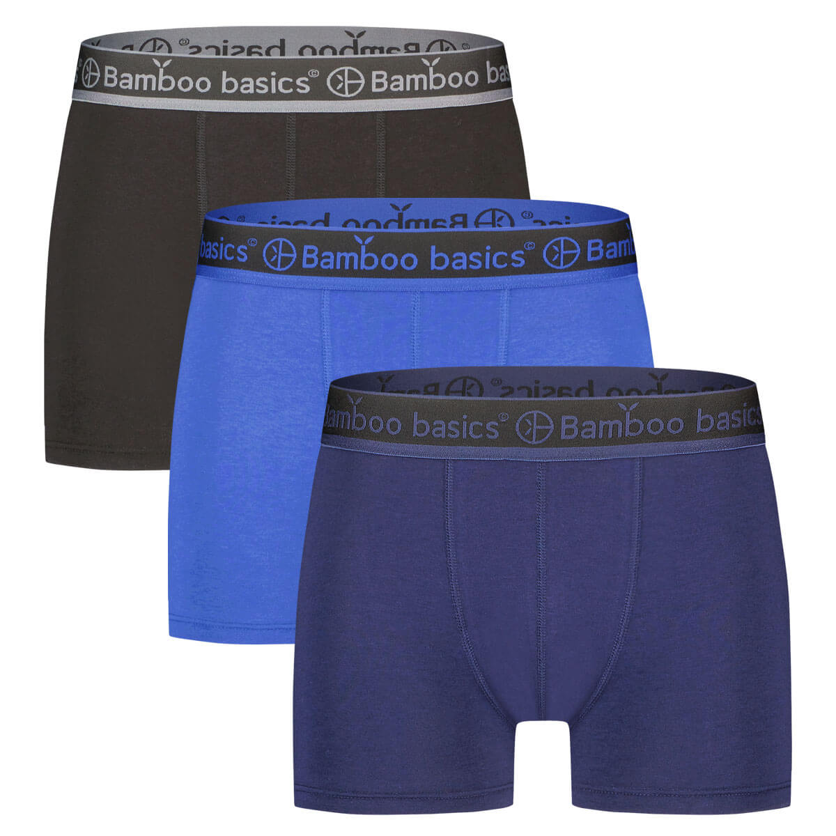 Bamboo Basics Trunk Boxershorts Liam  - Zwart, Blauw & Navy - pack shot