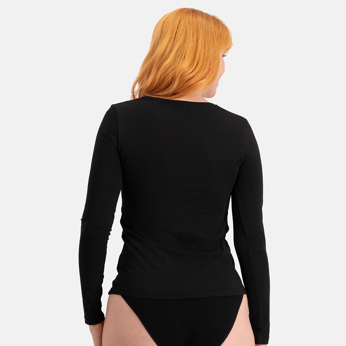 Bamboo Basics - T-shirts lange mouw Liv V-hals  - Zwart