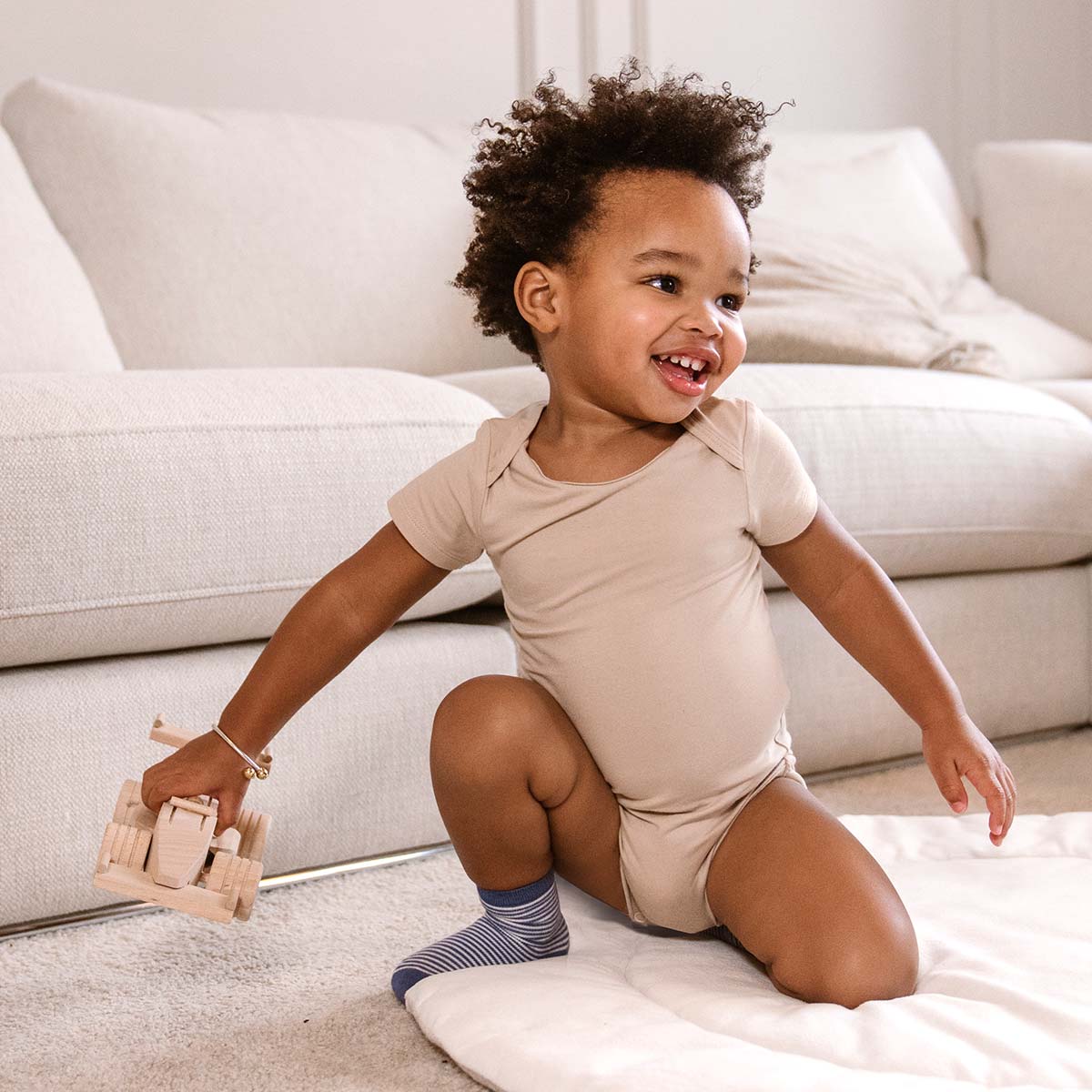 Bamboo Basics - Romper korte mouw MIKKY  - Beige, Groen & Blauw