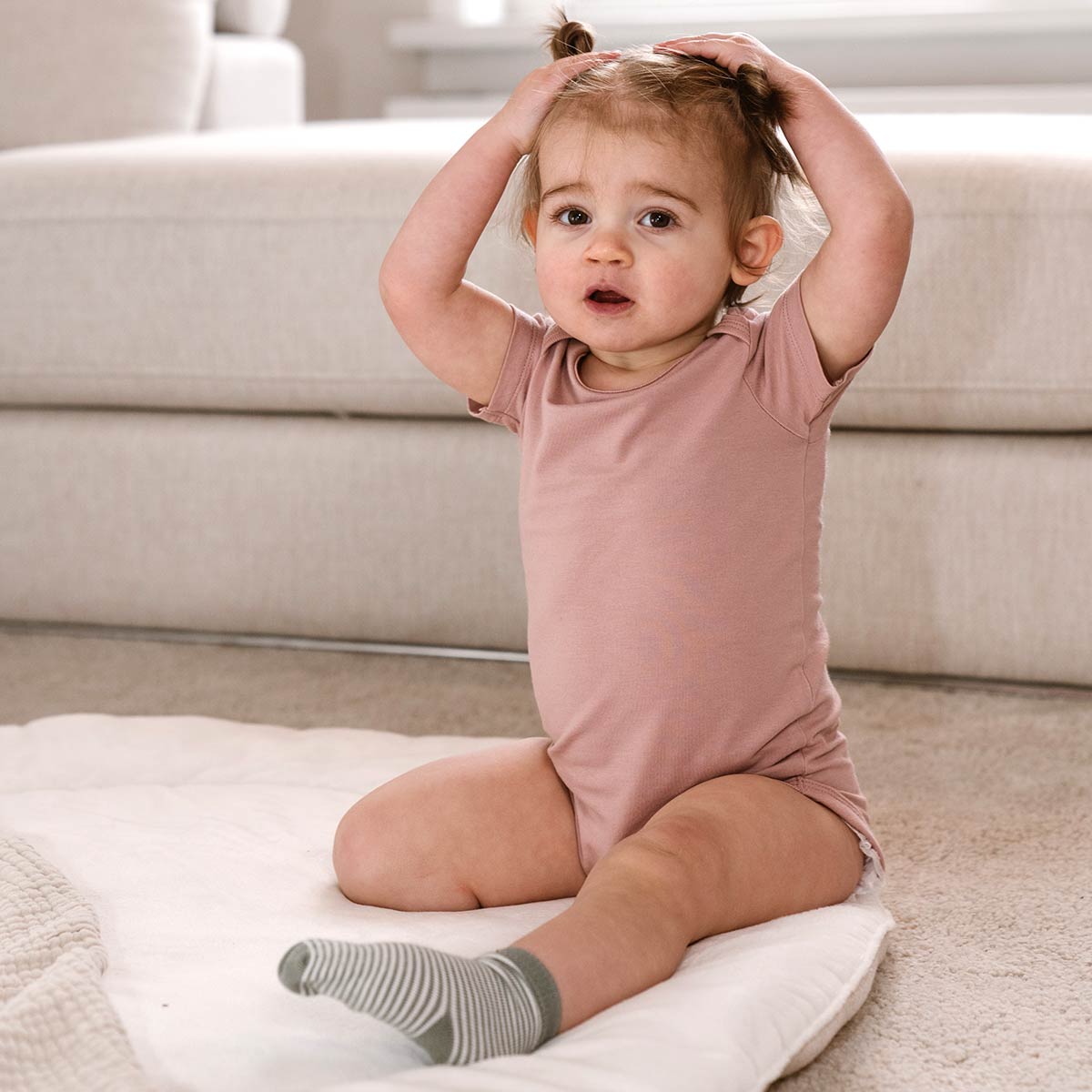 Bamboo Basics - Romper korte mouw MIKKY  - Off White, Beige & Roze