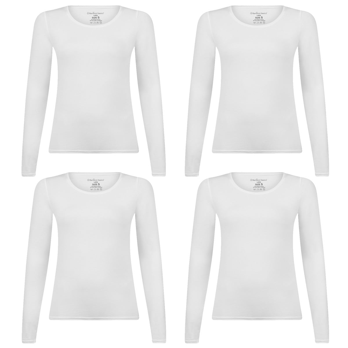 Bamboo Basics Voordeelbundel: T-shirts lange mouw Lara – Wit - pack shot