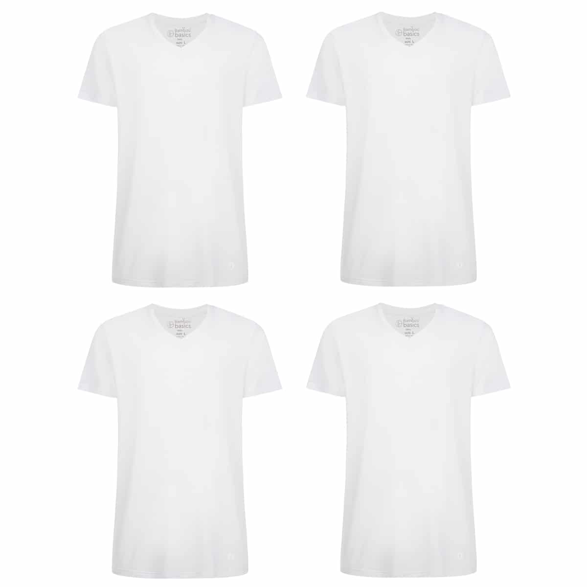 Bamboo Basics Voordeelbundel: T-Shirts Velo V-hals  – Wit - pack shot