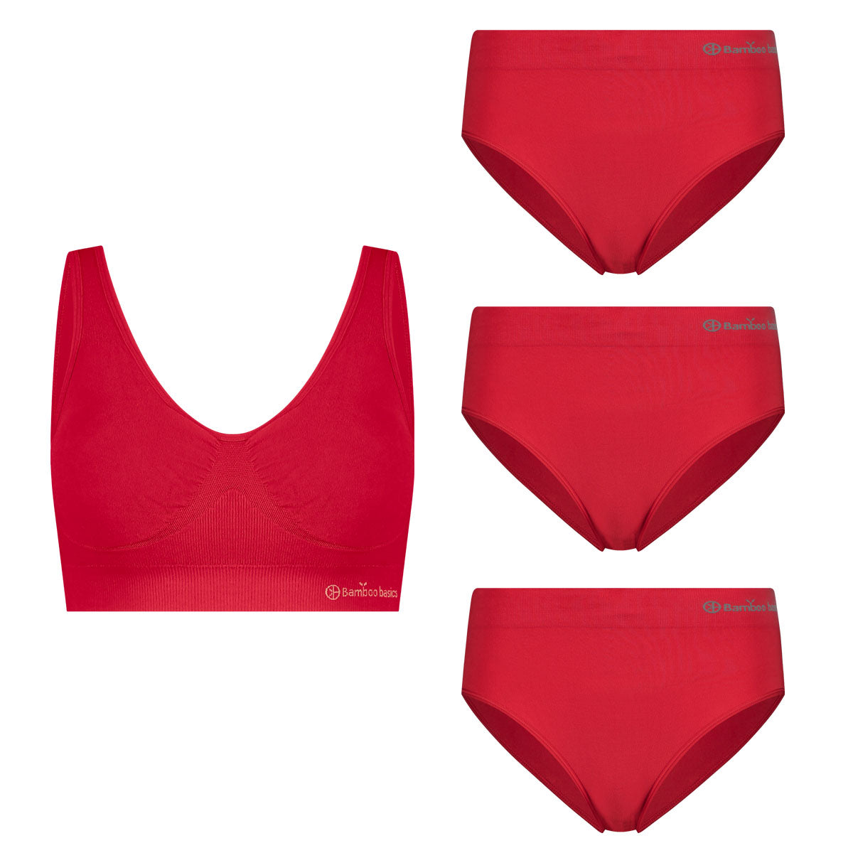 Voordeelbundel: Seamless Padded Bra + Full Brief – Rood - pack shot