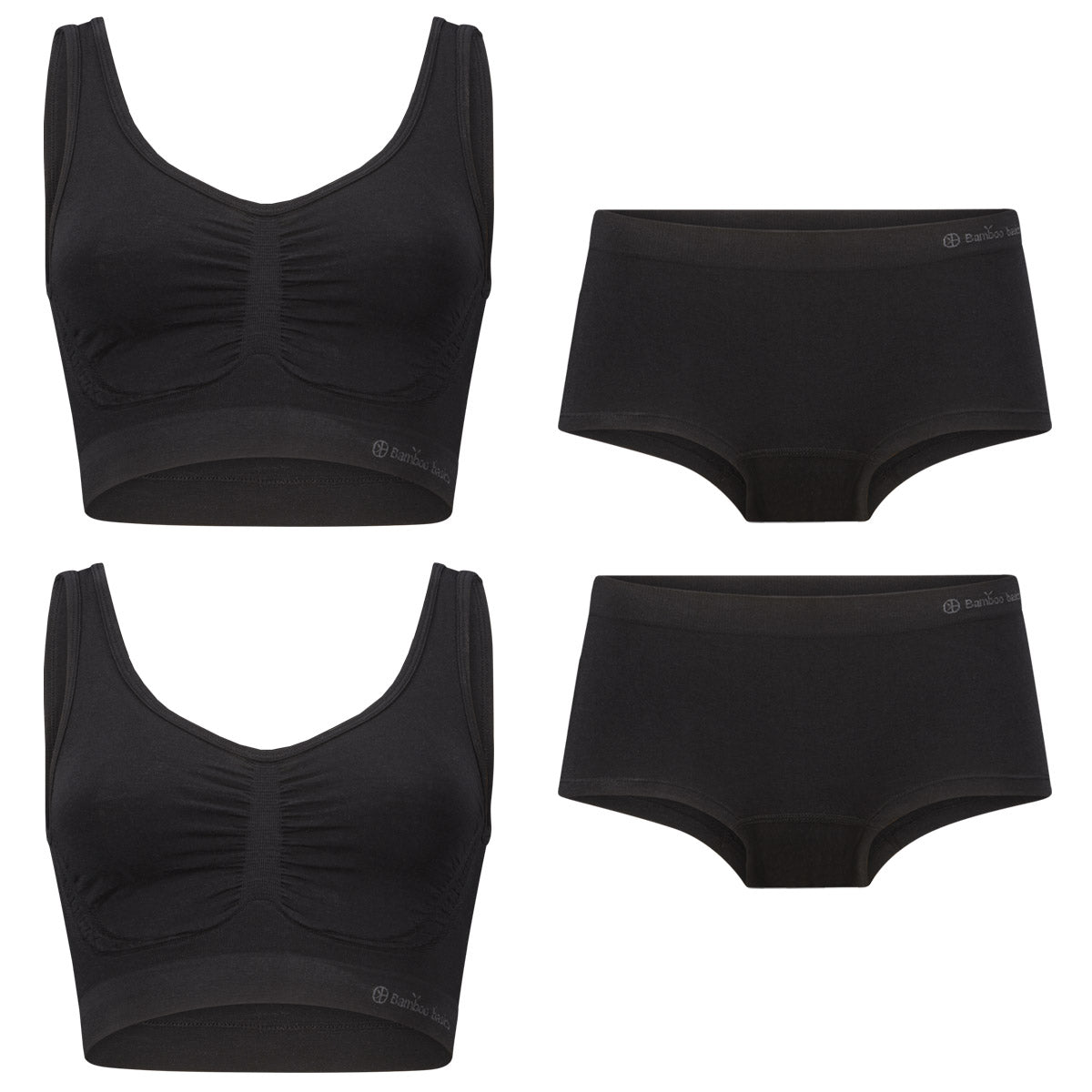 Bamboo Basics Voordeelbundel: Seamless Bra  + Hipster  – Zwart - pack shot