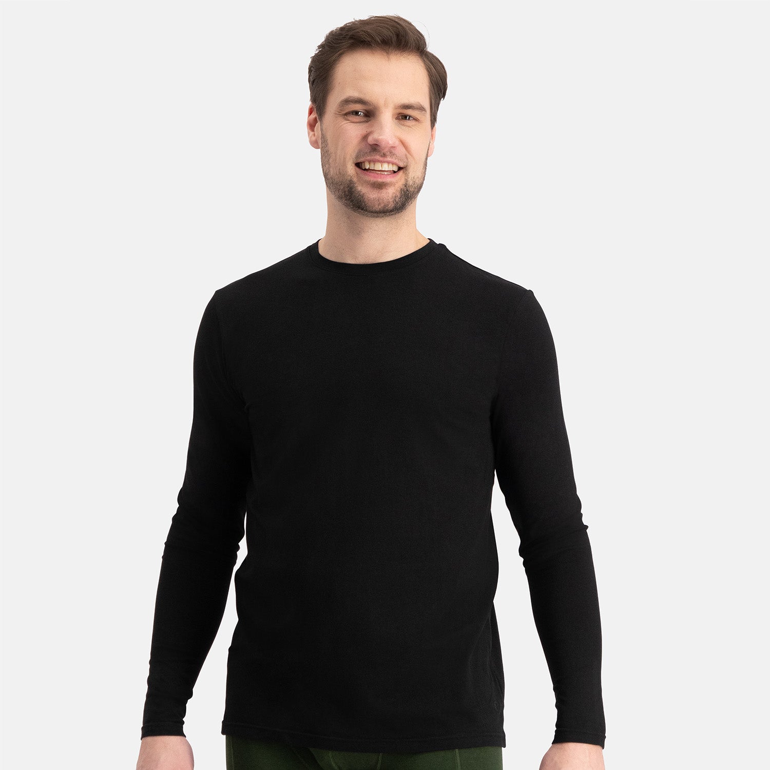 Bamboo Basics - T-shirts lange mouw Ralph ronde hals  – Zwart