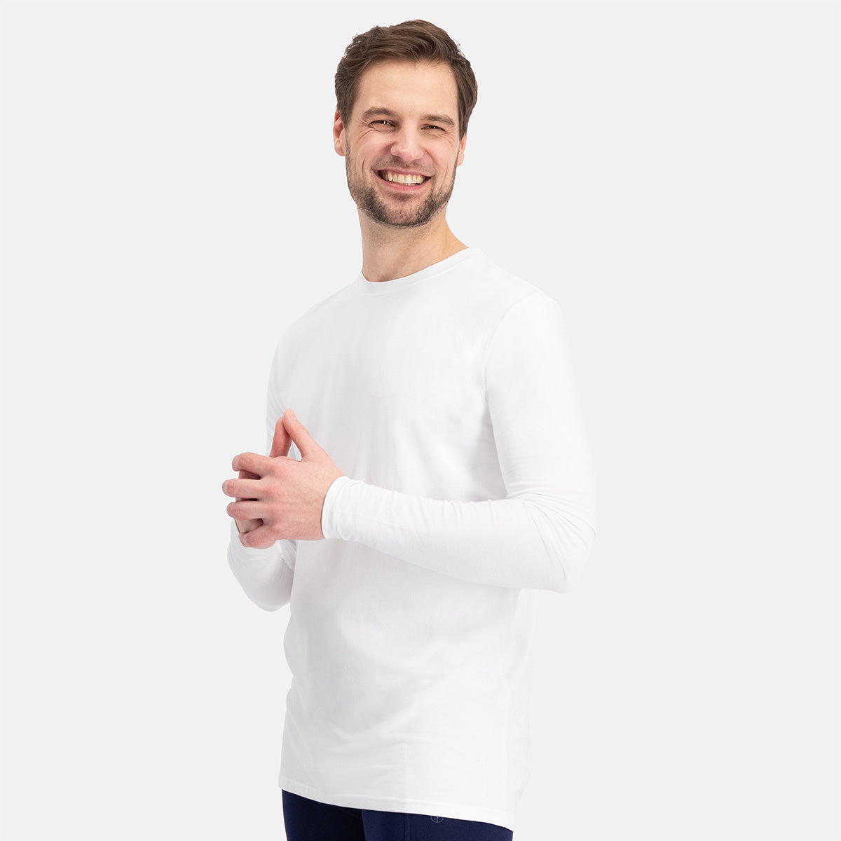 Bamboo Basics - T-shirts lange mouw Ralph ronde hals  – Wit
