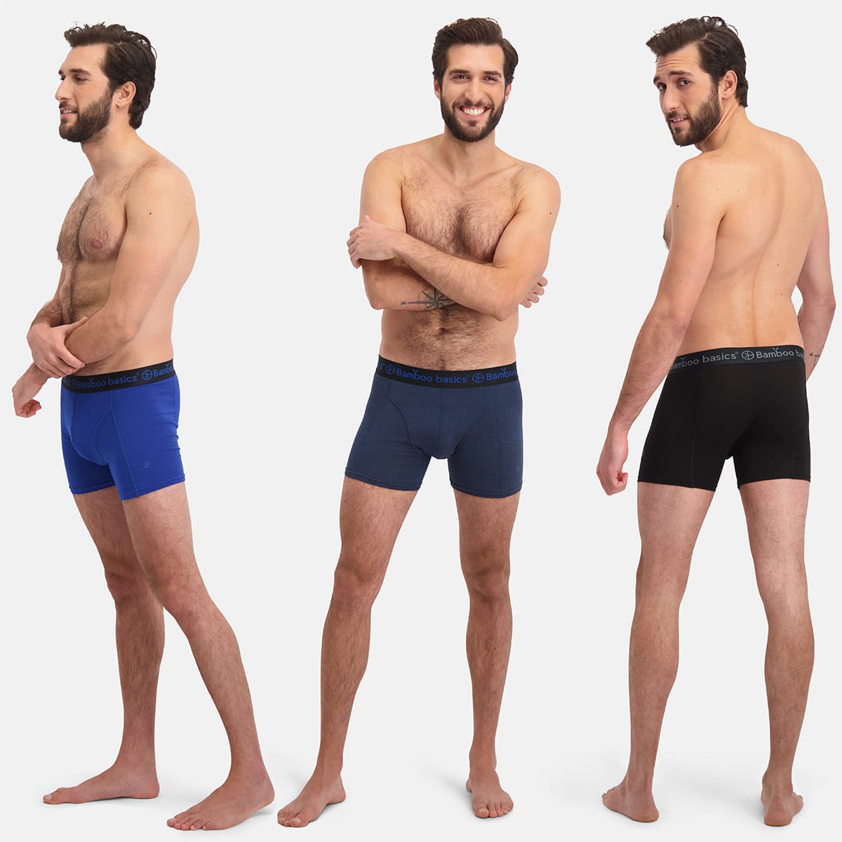 Bamboo Basics - Boxershorts Rico  - Jeans Melange, Blauw & Zwart