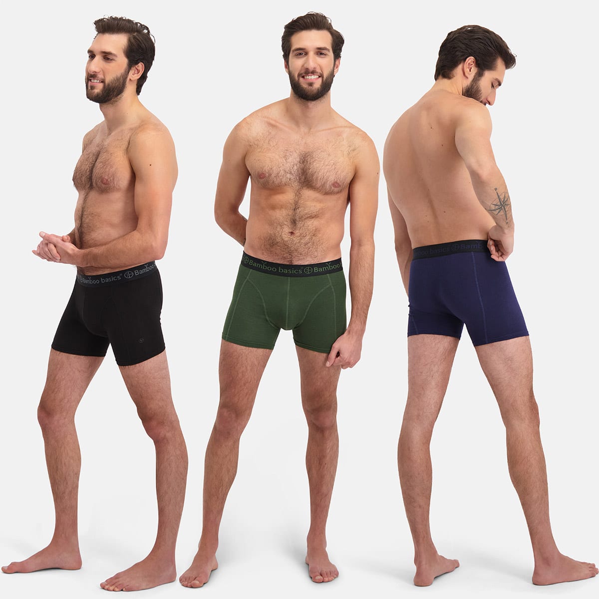 Bamboo Basics - Boxershorts Rico  - Navy, Army & Zwart
