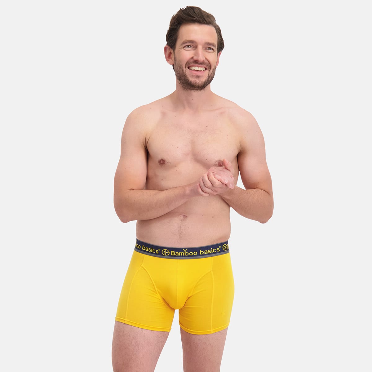 Bamboo Basics - Boxershorts Rico - Grey Melange, Okergeel & Zwart
