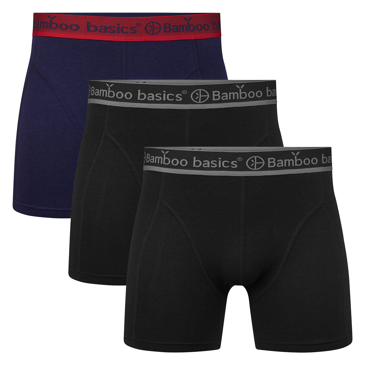 Bamboo Basics Boxershorts Rico  - Navy, Zwart & Zwart - pack shot