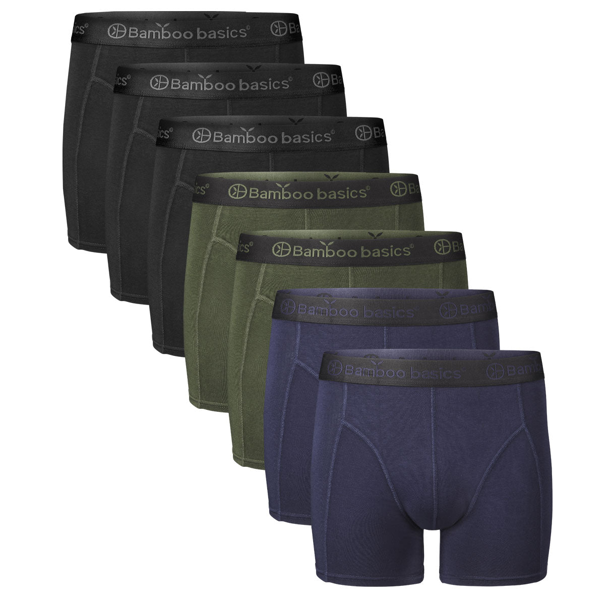 Bamboo Basics Boxershorts Rico  - Navy, Army & Zwart - pack shot