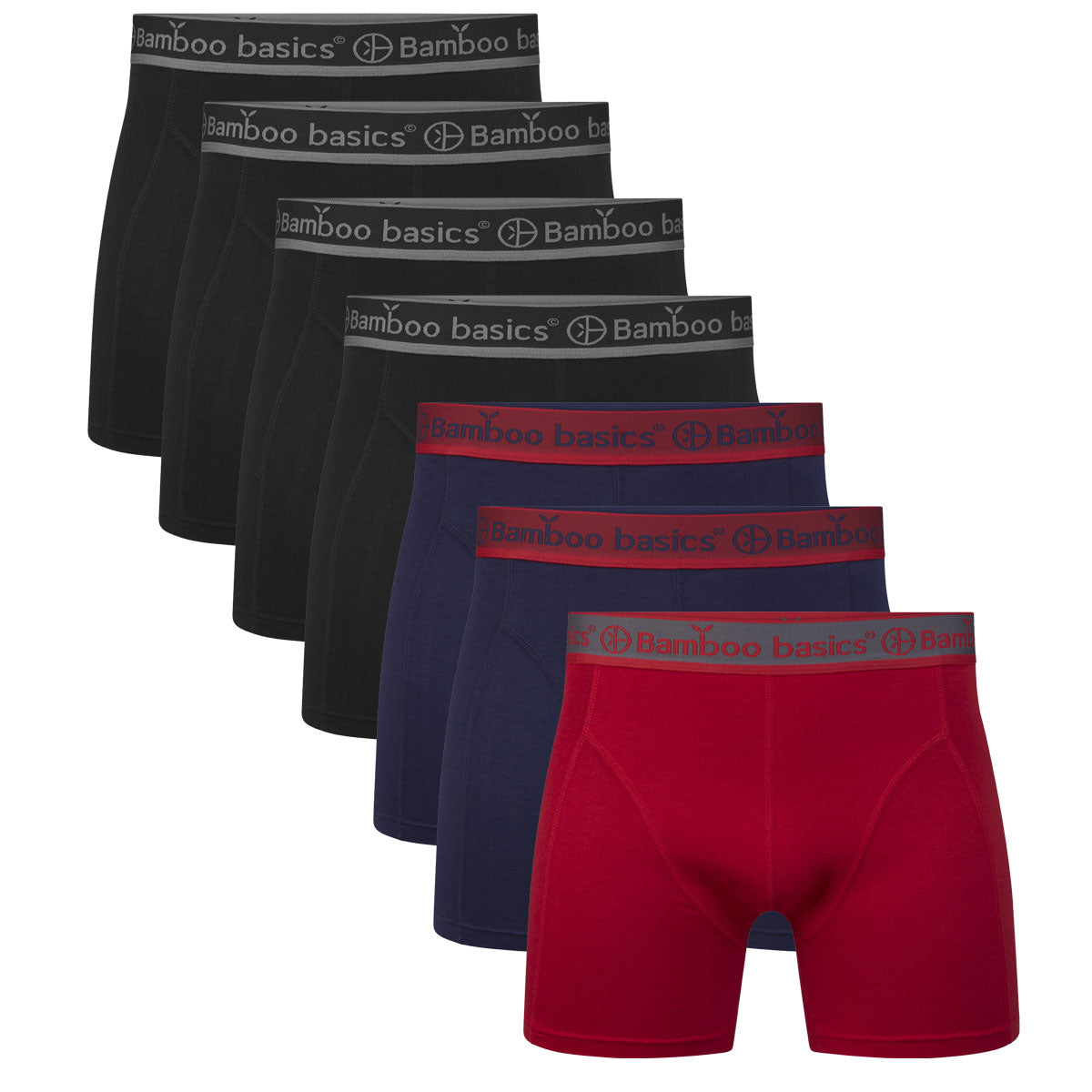 Bamboo Basics Boxershorts Rico  - Zwart, Navy en Rood - pack shot