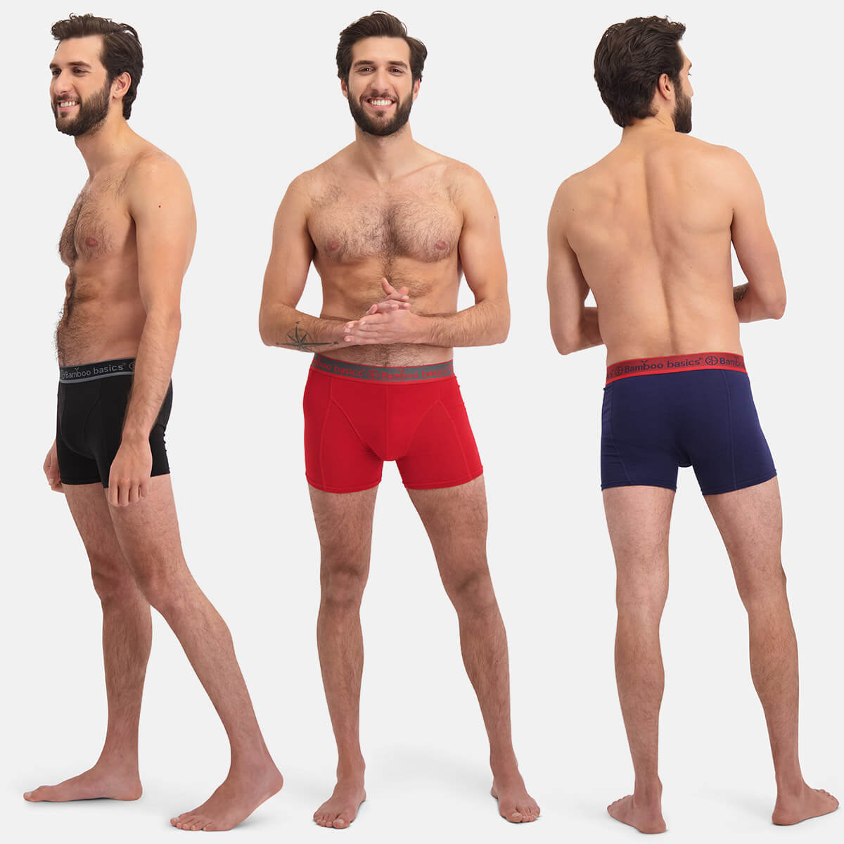 Bamboo Basics - Boxershorts Rico  - Zwart, Navy en Rood