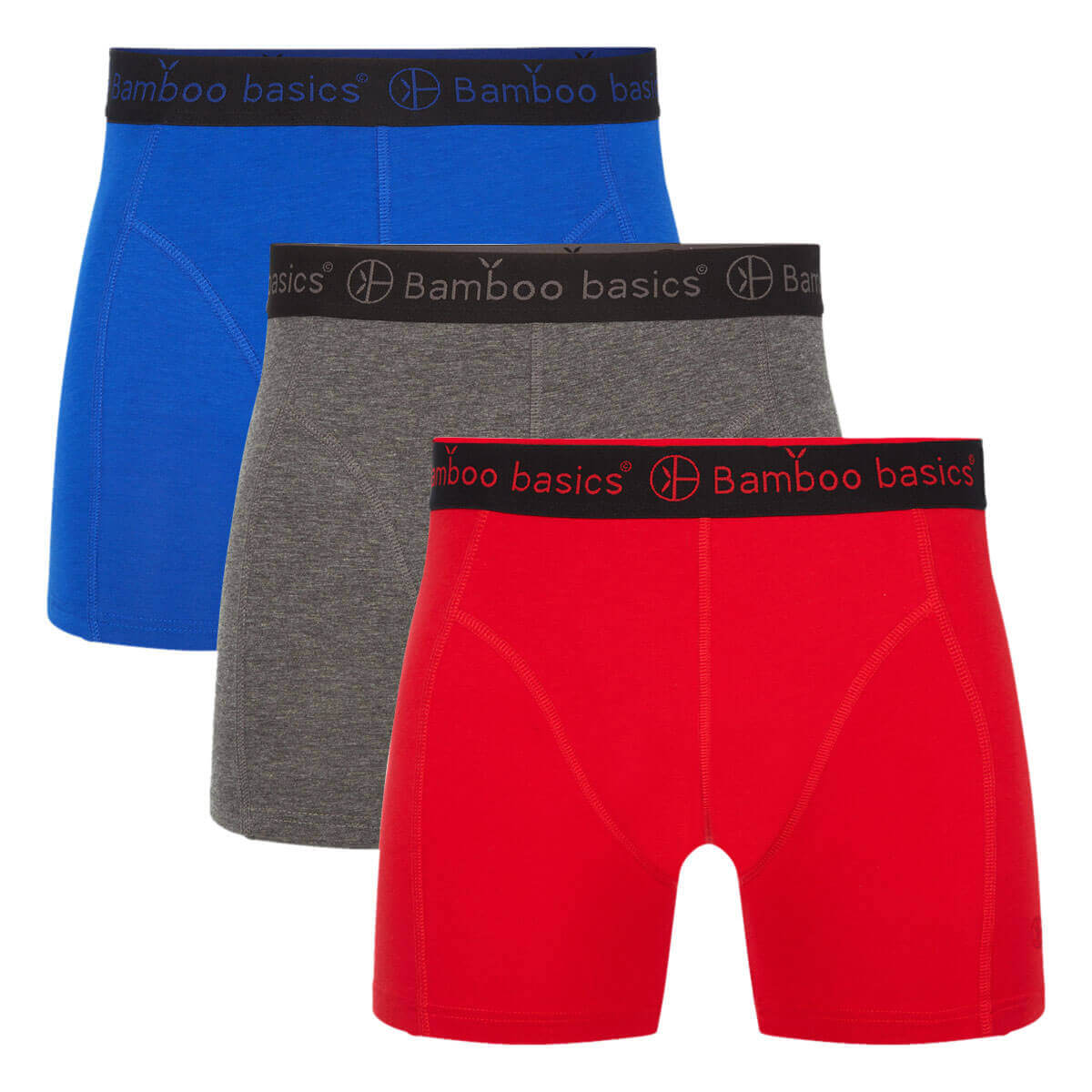 Bamboo Basics Boxershorts Rico  -  Blauw, Grijs & Rood - pack shot