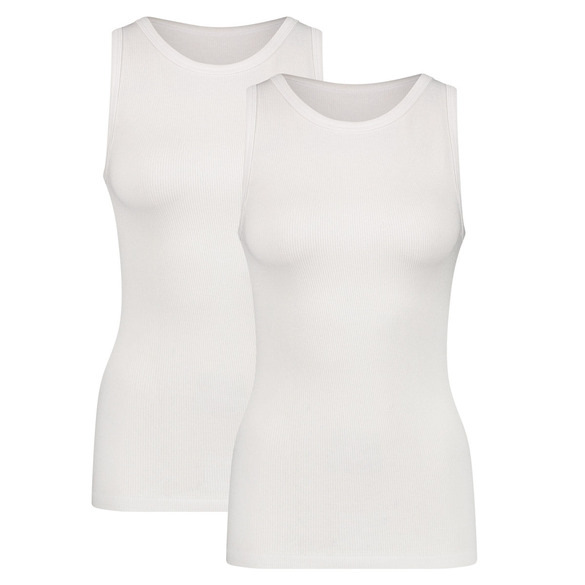 Bamboo Basics Seamless Rib Tank Tops River - Wit - pack shot