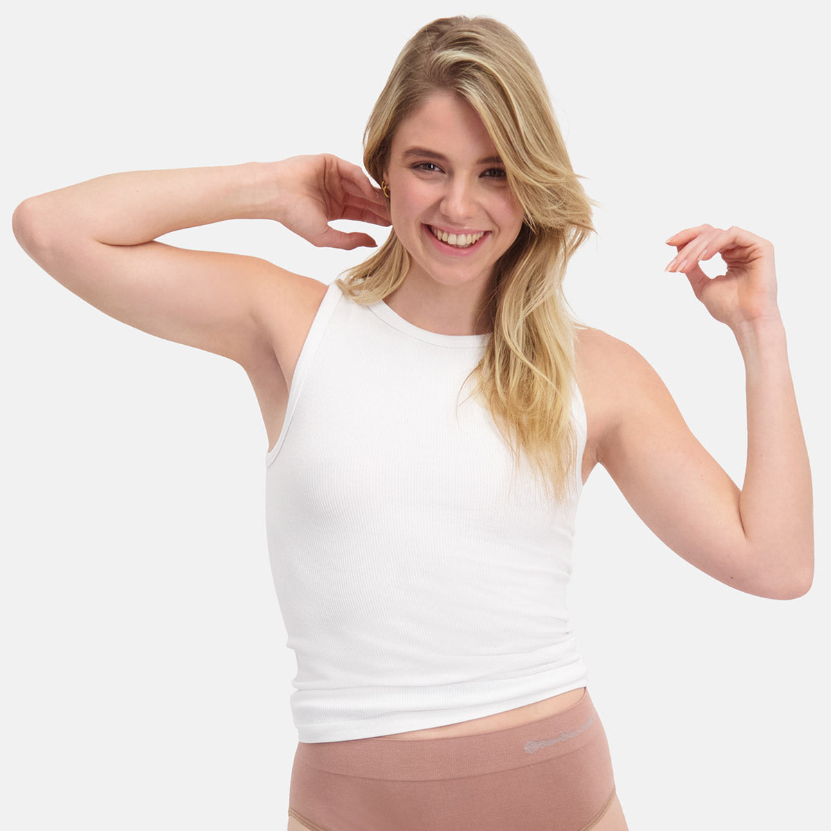 Bamboo Basics - Seamless Rib Tank Tops River - Wit