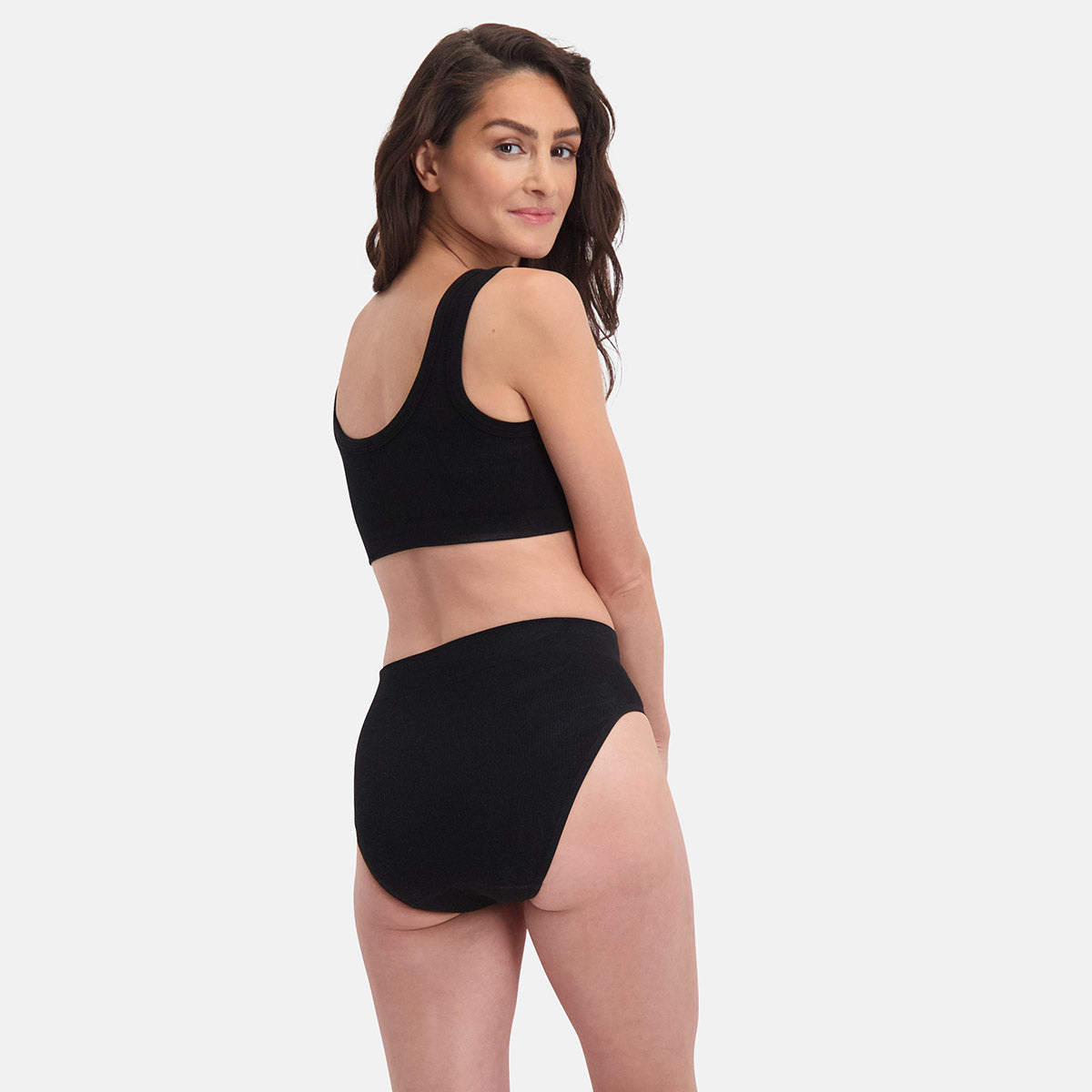 Bamboo Basics - Seamless Rib Full Briefs Rosa  - Zwart