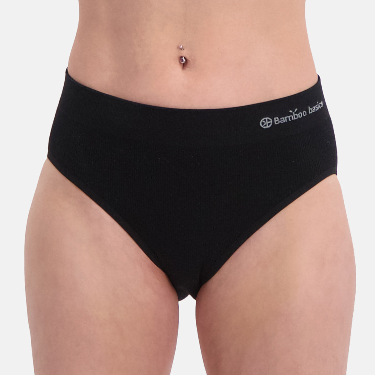 Bamboo Basics - Seamless Rib Full Briefs Rosa  - Zwart
