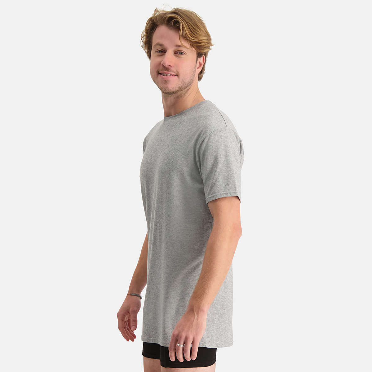 Bamboo Basics - Long Fit T-Shirts Ruben ronde hals  - Grey Melange