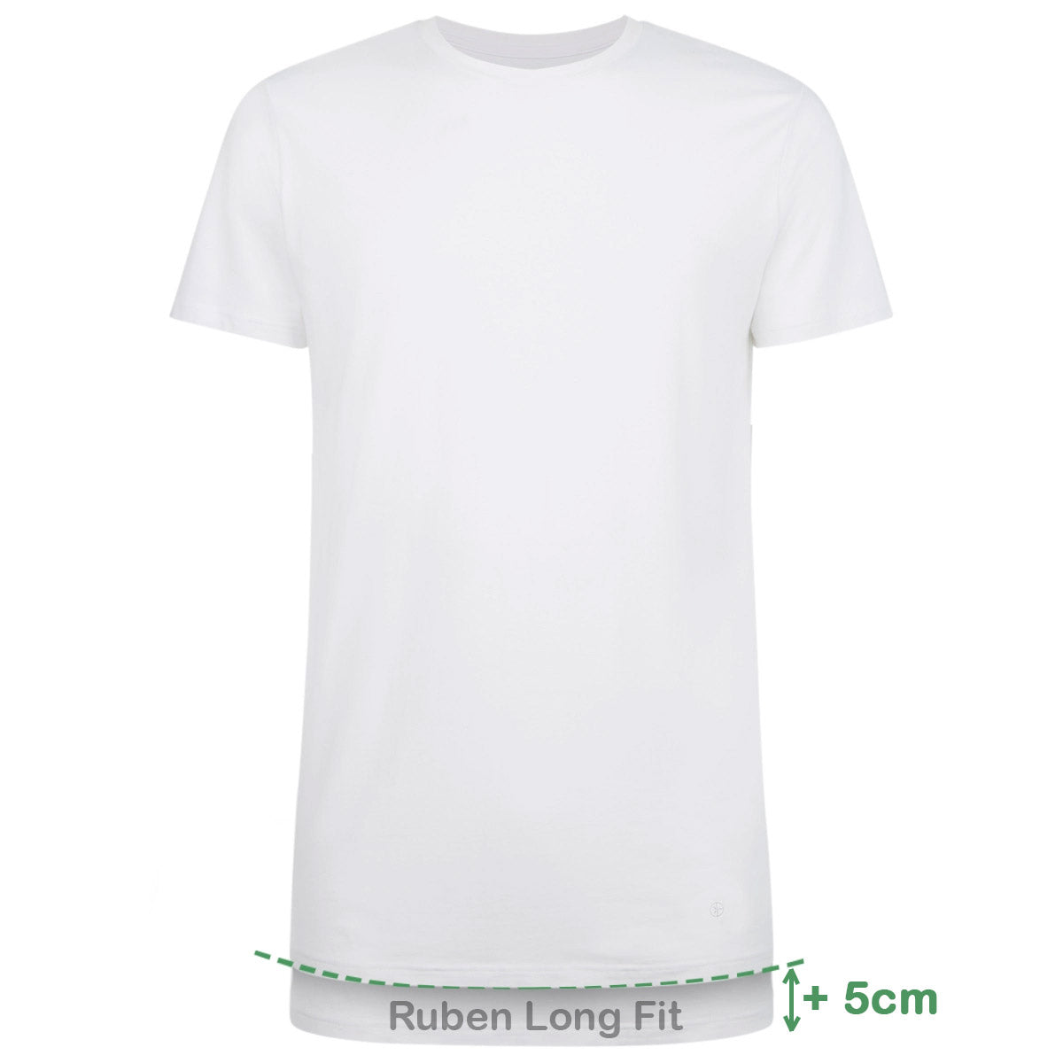 Bamboo Basics Long Fit T-Shirts Ruben ronde hals  - Wit - pack shot