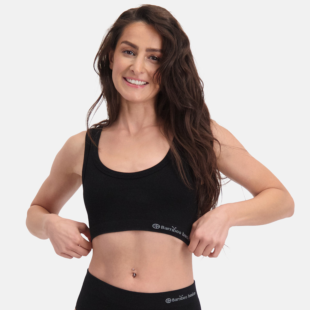 Bamboo Basics - Seamless Rib Bra Ruby  - Zwart