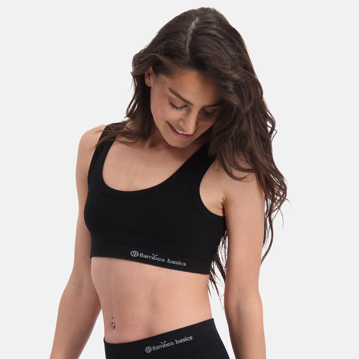 Bamboo Basics - Seamless Rib Bra Ruby  - Zwart