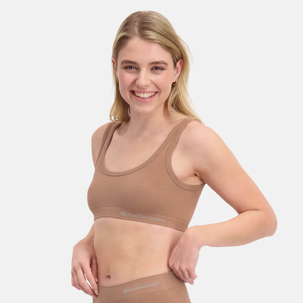 Bamboo Basics - Seamless Rib Bra Ruby  - Tan