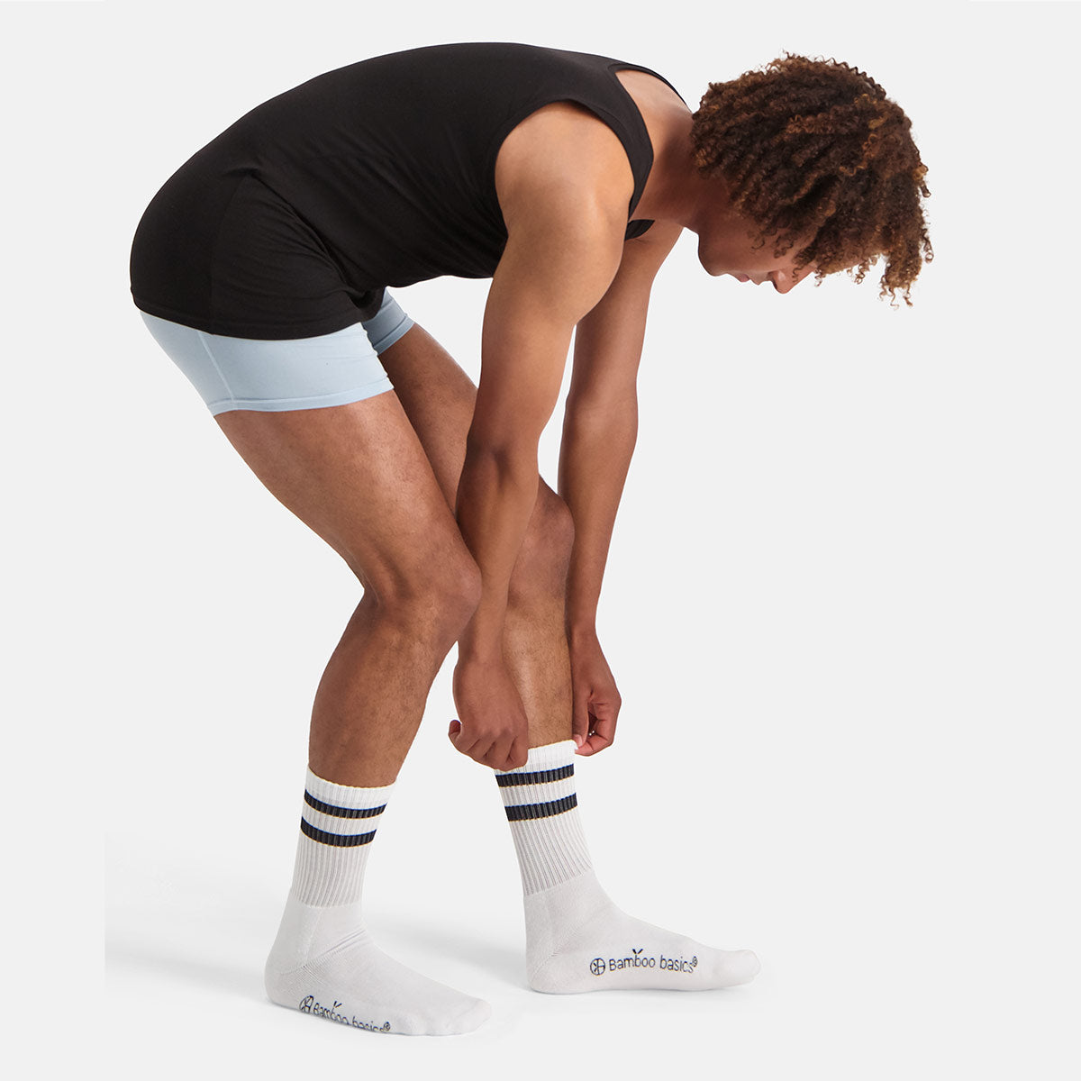 Bamboo Basics - Outdoor sokken Senna  - Wit met Zwarte Banden