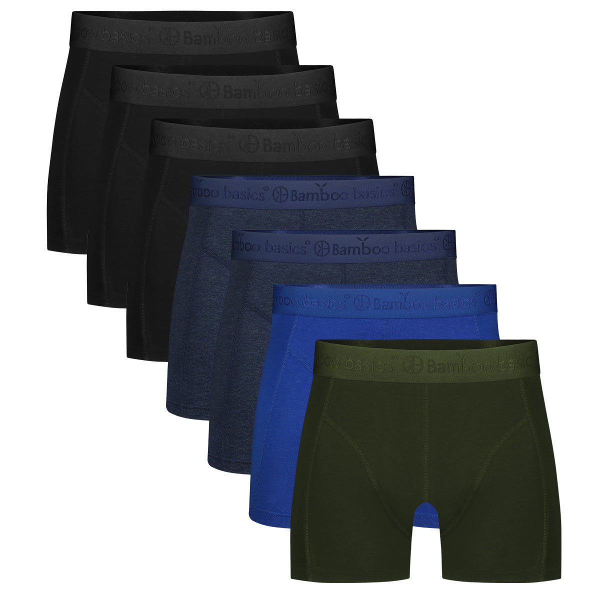 Bamboo Basics Boxershorts Rico  - Zwart, Jeans Melange, Blauw & Army - pack shot