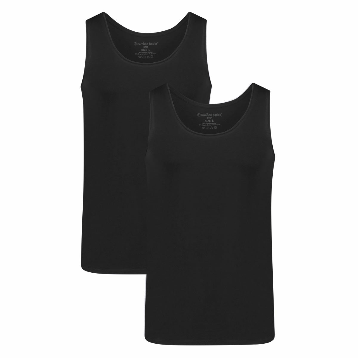 Bamboo Basics Singlet Stef  - Zwart - pack shot