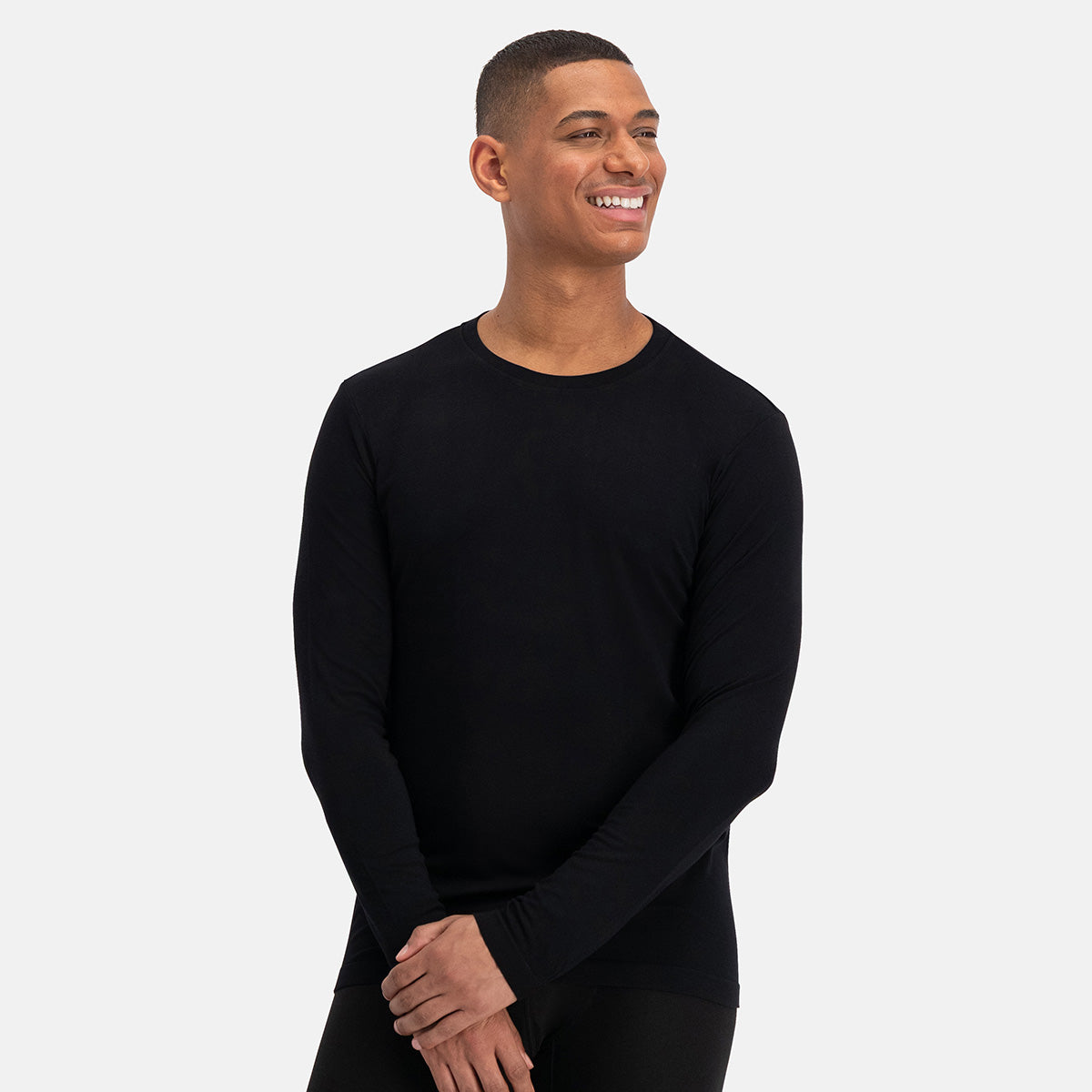 Merino-Bamboe T-shirt lange mouw Tyson – Zwart