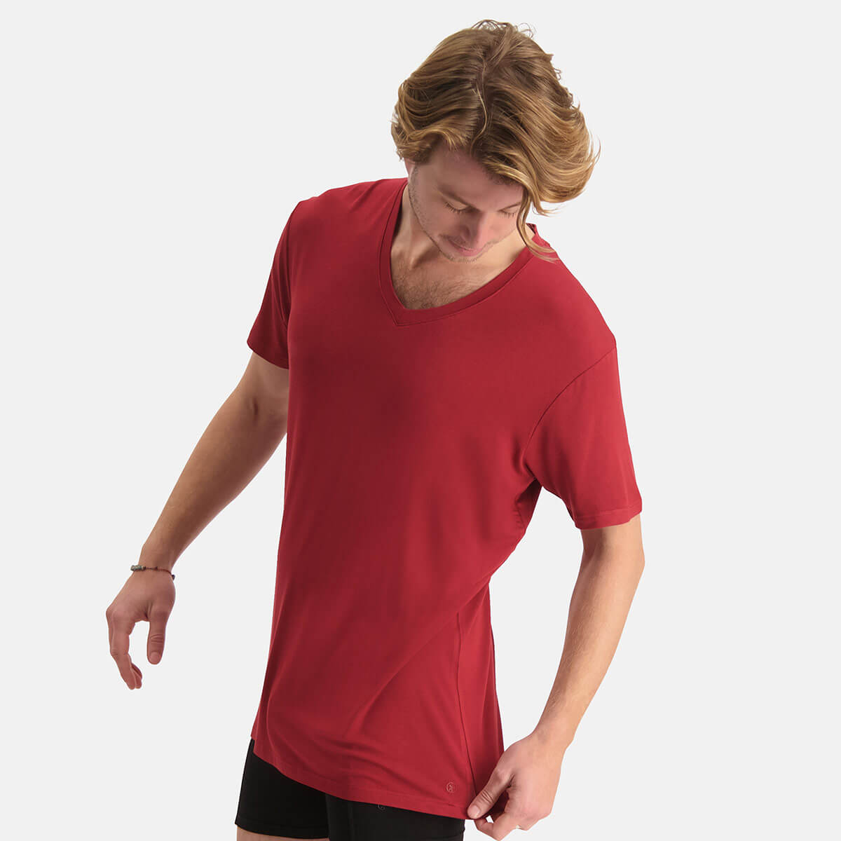 Bamboo Basics - T-Shirts Vance V-hals  - Bordeaux Rood
