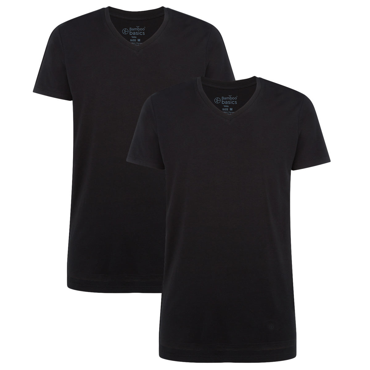 Bamboo Basics Long Fit T-Shirts Velo V-hals  -  Zwart - pack shot