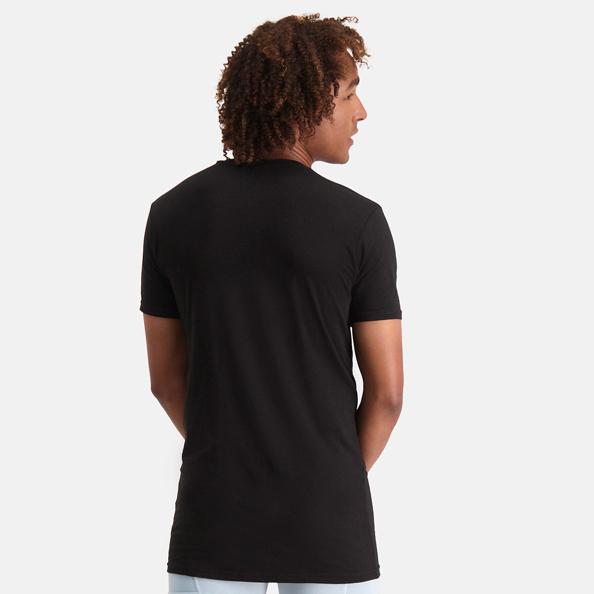 Bamboo Basics - Long Fit T-Shirts Velo V-hals  -  Zwart