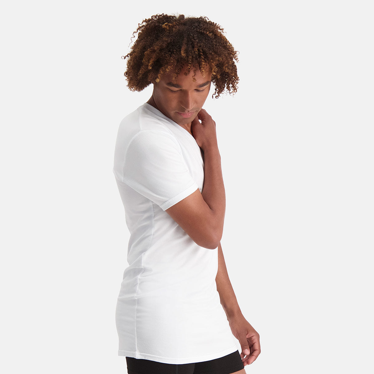 Bamboo Basics - Long Fit T-Shirts Velo V-hals  - Wit