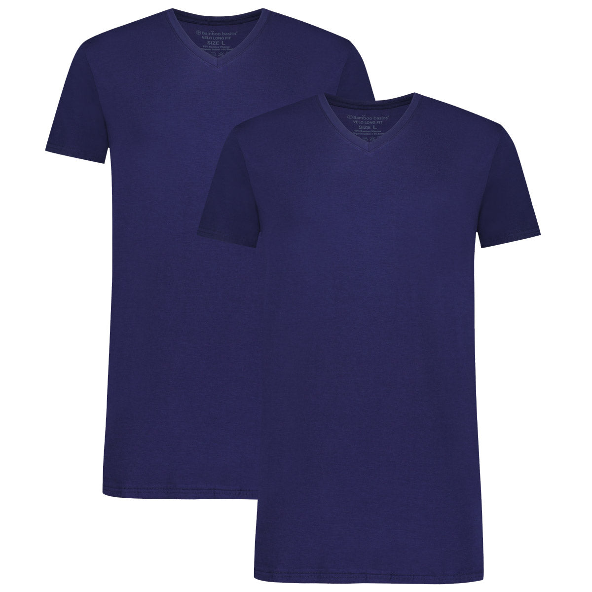 Bamboo Basics Long Fit T-Shirts Velo V-hals  - Navy - pack shot